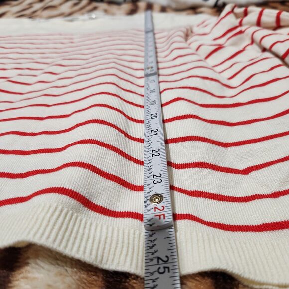 Hm Top Sweater Size XXL Ivory Red Striped - Picture 6 of 10